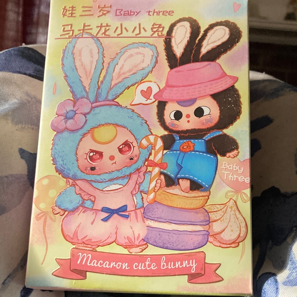 Macaron Cute Bunny Stuffed Animal - Blue and Pink